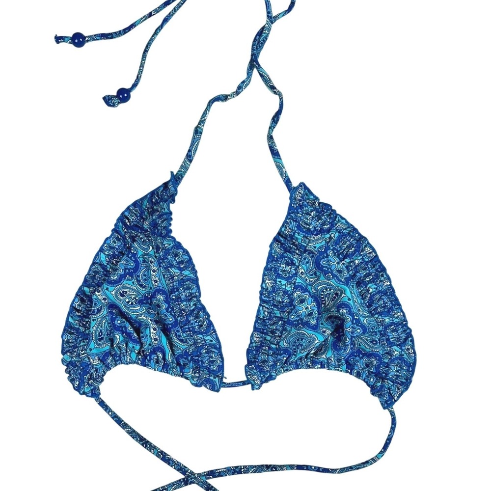 Vtg Old Navy Boho Bikini Top Paisley Ruffle Hippie‎ Summer Beach Sz M Retro